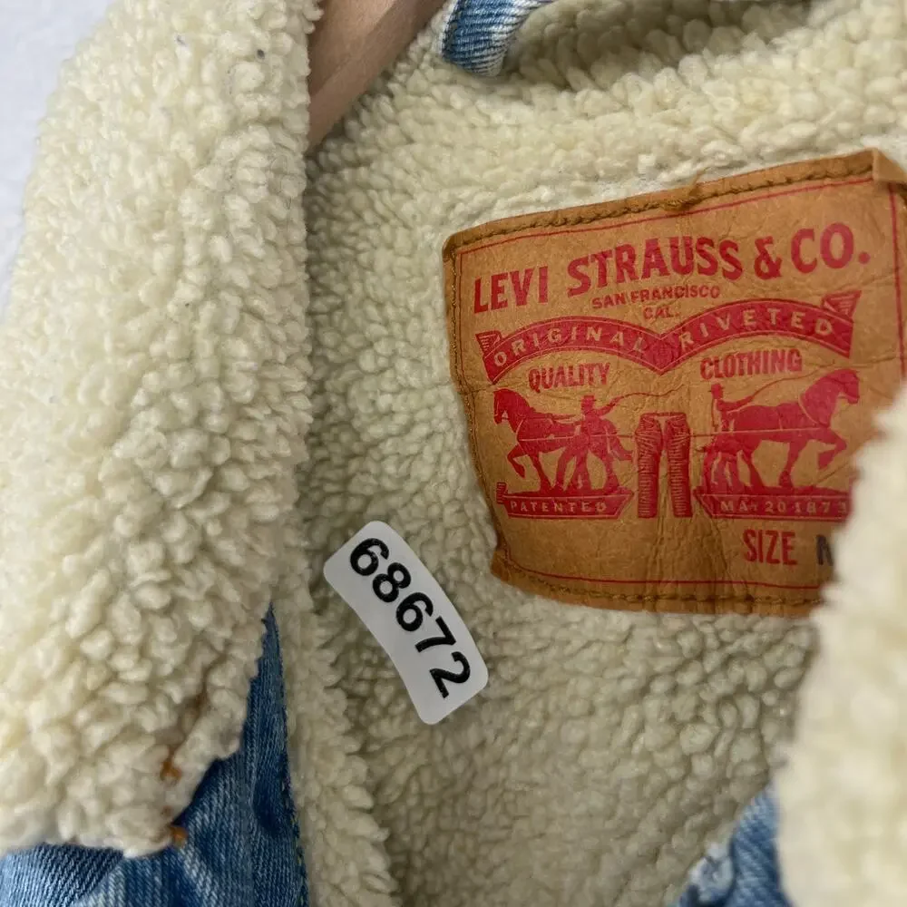 Levi's Light Blue Denim Sherpa Collar Jacket - Picture 13 of 16